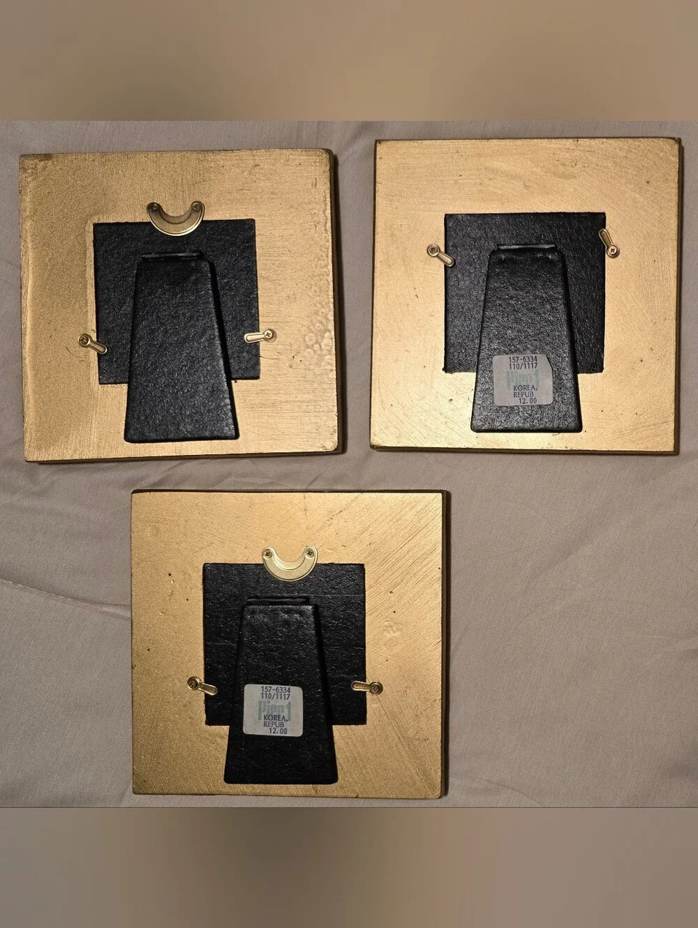 PIER 1 Ornate VNT-Style Photo Frames Set of 3 Gold/Silver 3×3 Gallery Wall GVC
